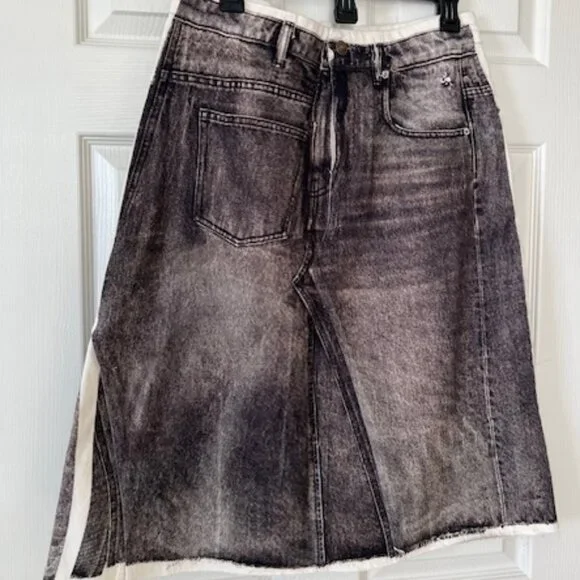 TORY BURCH Overprinted Deconstructed Denim Skirt (NWT) - Picture 1 of 7